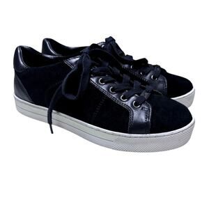 Coach Paddy Black Suede and Leather Sneakers Lace Up Low Top Womens Size 7.5